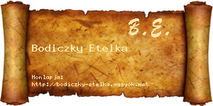 Bodiczky Etelka névjegykártya